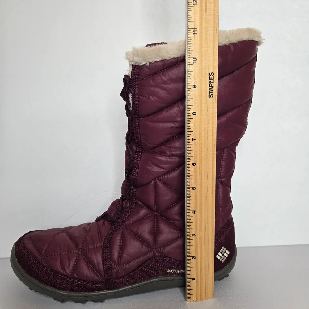 Columbia Powder Summit II Purple Burgundy Faux Fur Insulated Quilted Boots Sz 9